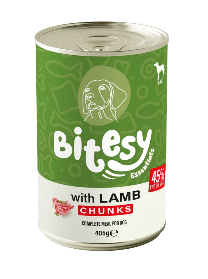 Bitesy Essentials with Lamb chunks wet food for dogs, 405g can