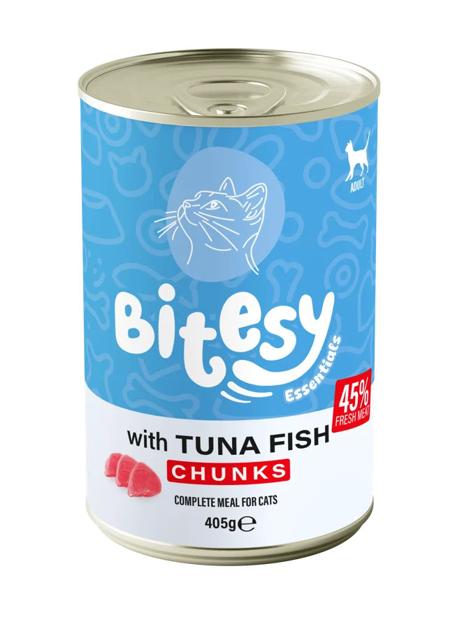 Bitesy Essentials with Tuna fish chunks wet food for cats, 405g can