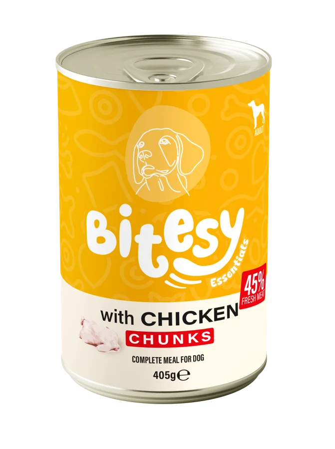 Bitesy Essentials with Chicken chunks wet food for dogs, 405g can