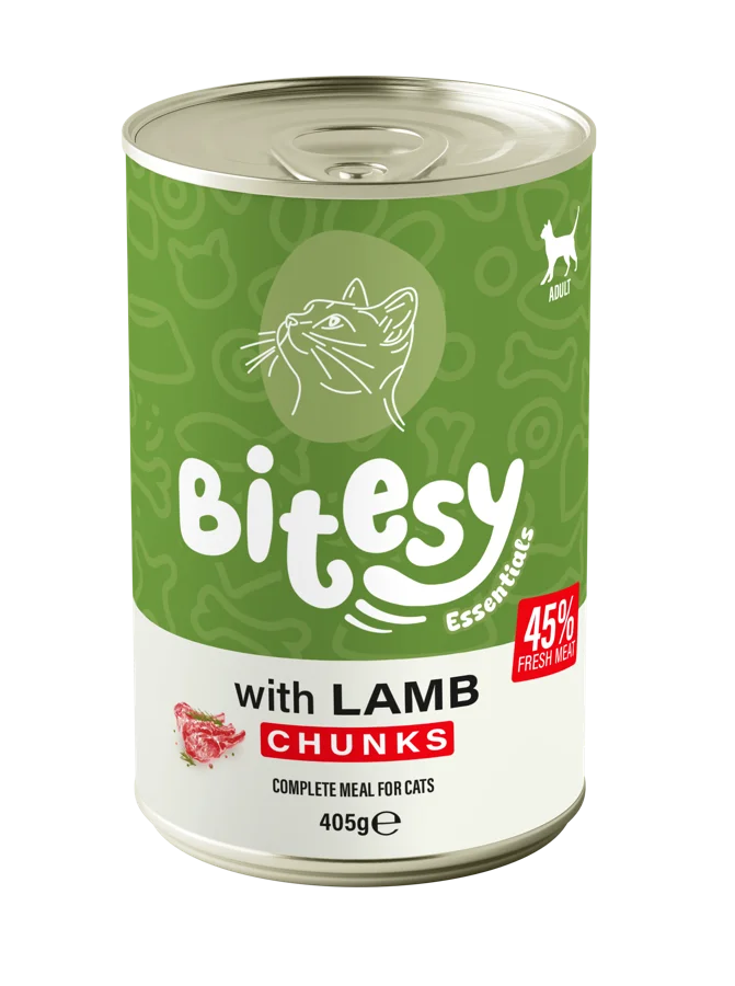 Bitesy Essentials with Lamb chunks wet food for cats, 405g can