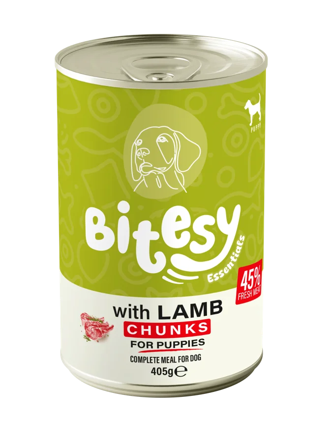 Bitesy Essentials with Lamb chunks for puppies wet food for dogs, 405g can