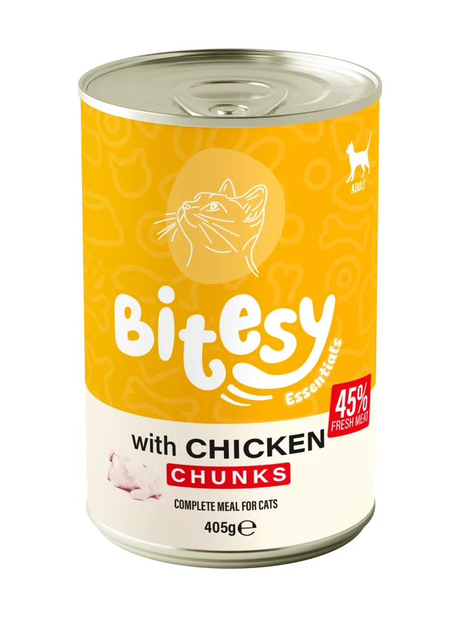 Bitesy Essentials with Chicken chunks wet food for cats, 405g can